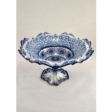 Фруктовница "Волнистая" большая ажурная. Гжельский фарфор. арт. 1073