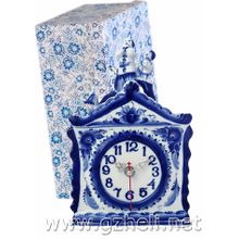 Часы настольные "На крыше". Гжельский фарфор. арт. 2599