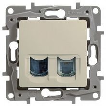 Розетка компьютерная 2xRJ45 Cat.6 ETIKA, бежевый |  код. 672354 |  Legrand