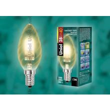 Лампа галогенная декор. HCL-28 CL E14 candle twisted gold