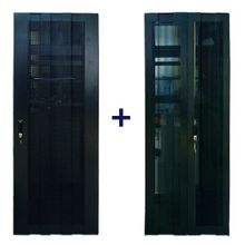 TWT-CBB-DR42-6x-S-P1 Комплект дверей 42U,600 мм,черный,передняя - перфор, задняя - распашн перфор
