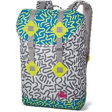 Женский яркий стильный рюкзак для девушек серый с голубым и желтым принтом Dakine Trek 26L Psyched Psc для города