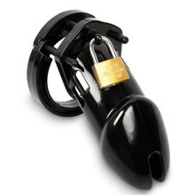 Черный мужской пояс верности с замочком (224847)