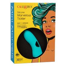 California Exotic Novelties Бирюзовая вибронасадка на палец Marvelous Tickler - 10,25 см. (бирюзовый)