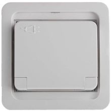 Розетка СВЕТОЗАР "ГАММА" одинарная с крышкой, с заземлением, цвет белый,16А ~250В