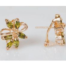 Серьги с перидотом "6 камней"