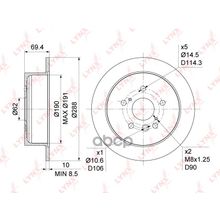 Диск Тормозной | Зад | Lexus Rx300-400h 03-08  Toyota Harrier 2.4-3.5 03-08   Highlander 3.3 03-07 LYNXauto арт. BN1143