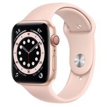 Часы Apple Watch Series 5 GPS + Cellular 44mm Aluminum Case with Sport Band (Золотистый Розовый песок)