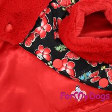 Тёплая куртка для собак "Бабочки" для девочек красная FW408-2017 F