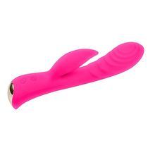 Ярко-розовый вибромассажер-кролик 5  Silicone Ripple Passion - 19,1 см. (244387)