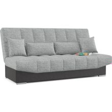 Смарт Диван прямой Арбат Серая рогожка Черная экокожа книжка