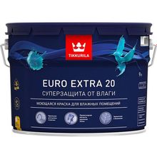 ТИККУРИЛА Евро-20 Экстра база А белая моющаяся краска для влажный помещений (9л)   TIKKURILA Euro Extra 20 base A краска моющаяся для влажных помещений (9л)