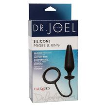 Черное эрекционное кольцо с анальной пробкой Dr. Joel Kaplan Silicone Probe   Ring