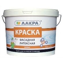 Краска воднодисперсионная фасадная латексная белая Лакра 14кг (Лакра, 14 кг, Краски, Белый)