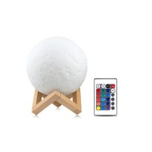 3D Светильник Лампа Луна - 3D moon lamp, 15 см с пультом, белый