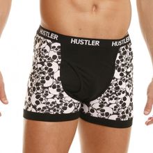 Hustler Lingerie Мужские хлопковые боксеры HUSTLER с забавным принтом (XL   черный с белым)