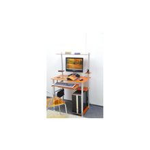 Прямой компьютерный стол G004G6 стекло оранжевое с блёстками, ножки серебро