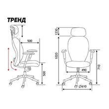 Кресло офисное Трэнд черный пластик черная сетка черная ткань