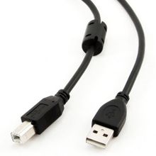 Кабель USB 2.0 Am=>Bm - 4.5 м, черный, фильтр, Cablexpert Pro (CCF-USB2-AMBM-15)