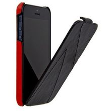 Кожаный чехол Hoco для iPhone 5 черный красный