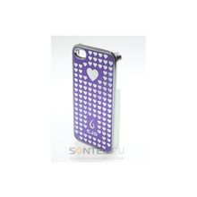 Накладка с сердечками для iPhone 4 4S фиолетовая
