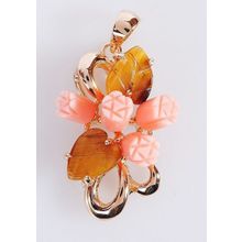 Кулон с кораллом и тигровым глазом "4 розы 3 дуги"