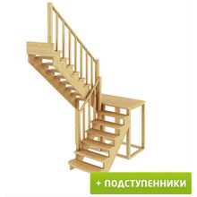 Лестница К-004М 3 Л 15 ступеней (h=3,12 м) с подступенками, сосна