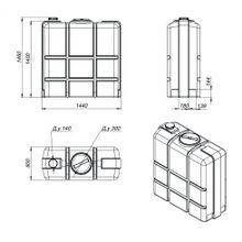 Емкость прямоугольная K 1000 л в обрешетке