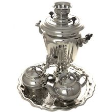 Набор самовар электрический 3 литра никелированный конус с автоотключением "Серебро", арт. 110332к