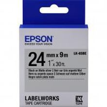 EPSON LK-6SBE картридж с матовой лентой шириной 24 мм, чёрный шрифт на серебрянном фоне