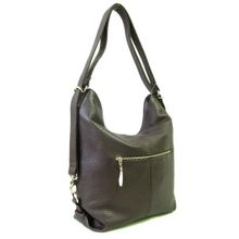 Кожаная сумка-рюкзак KSK 5007 зеленая
