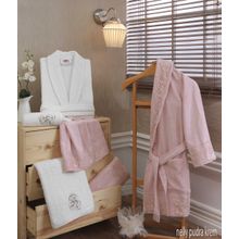 Махровый халат L "NELLY", пудра, 60% Бамбук 40% Хлопок жен.