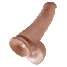 Кофейный фаллоимитатор-гигант 15  Cock with Balls - 40,6 см.