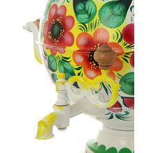 Электрический самовар 5 литров с художественной росписью "Жостово на белом фоне", "шар", арт. 110490