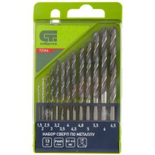 Набор сверл по металлу, 1,5 - 6,5 мм, 13 шт., Р6М5, пластиковый кейс, СИБРТЕХ, 72346