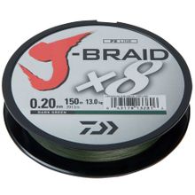 Леска плетеная Daiwa J-Braid X8 150м 0,20мм зеленая