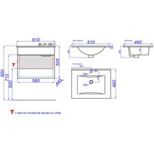 Aqwella Тумба с раковиной Бриг 60 подвесная, сосна магия