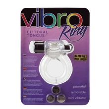 Прозрачное эрекционное кольцо VIBRO RING CLITORAL TONGUE CLEAR прозрачный