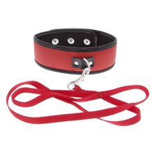 Blush Novelties Красно-чёрный ошейник из полиуретана с поводком Collar and Leash (красный с черным)