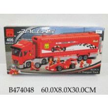 Huada Toys Конструктор пластмассовый "Фура с гоночной машиной" с фигурками