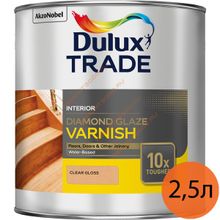 DULUX Diamond Glaze 90 лак паркетный водный глянцевый (2,5л)   DULUX Trade Diamond Glaze 90 лак для паркета водный глянцевый (2,5л)