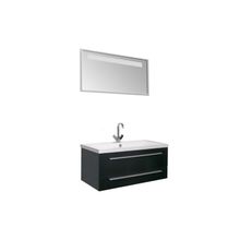 Aquanet Мебель для ванной Нота 100 алюминий (черный глянец) - Зеркало Нота 50*90 аллюм