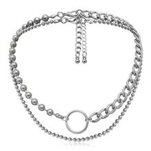 Многослойное колье под серебро (арт. 81105-7)