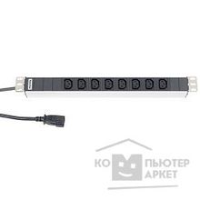 Hyperline SHT19-8IEC-2.5IEC Блок розеток для 19" шкафов, горизонтальный, 8 IEC 320, 10 A, шнур 2.5м