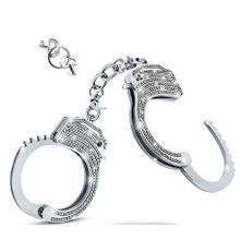 Серебристые наручники со стразами Bling Cuffs