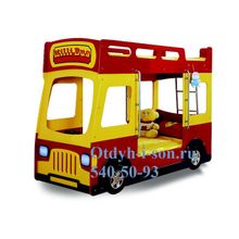 кровать-машина двухъярусная Milli Bus (Наличие матраса: Без матраса, Модификация: Стандарт, Размер кровати: 90Х190 *2)