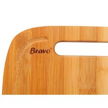 ПМ: BRAVO Доска разделочная в полоску с желобком 34*24*1,8см, бамбук BRAVO