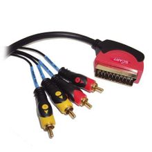 Кабель аудио видео SCART->4xRCA plug, 2 м, черный, L-Pro