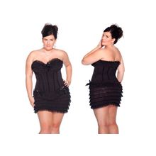 Корсет с розовым кружевом и резинками для чулков 335fuchsia 1X 2