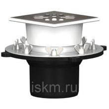 ТП-108.110-150 VPDs Трап ПП 110 вертикальный выпуск решетка чугун 150х150  сухой затвор